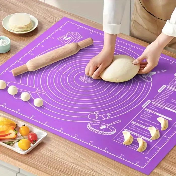 Tapis roulant en plastique de qualité alimentaire avec outil de mesure, tapis de pétrissage antidérapant, tapis de cuisson antiadhésif facile à nettoyer, outil de cuisson réutilisable