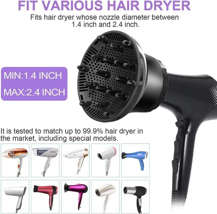 Diffuseur de Cheveux à Usage Spécial Adaptable pour Sèche-Cheveux avec Design Rotatif