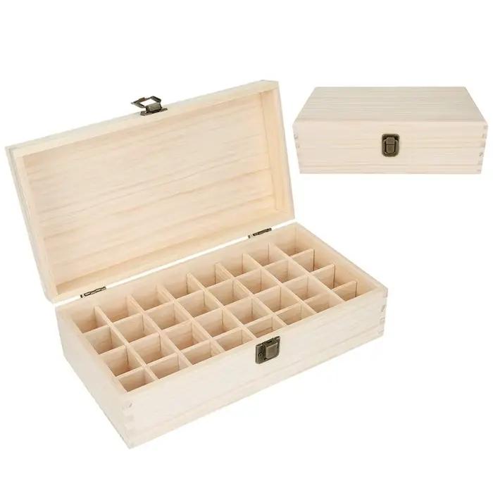 Boîte de rangement en bois pour huiles essentielles, 32 compartiments, capacité de 36 bouteilles, organisateur de bouteilles d'aromathérapie et de parfums