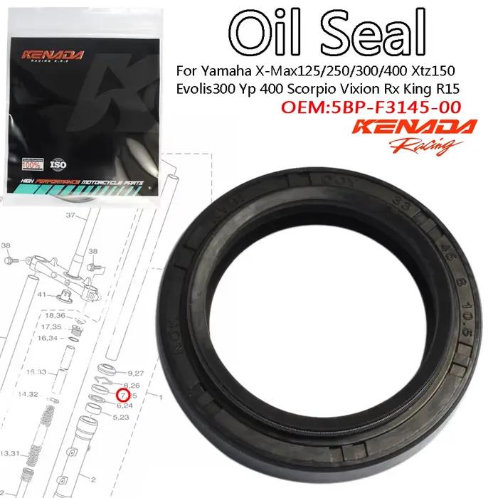 Joint d'étanchéité de fourche KENADA Racing pour X-Max125/250/300/400, Xtz150, Evolis300, Yp 400, Scorpio, Vixion, Rx King, R15 - Référence 5BP-F3145-00