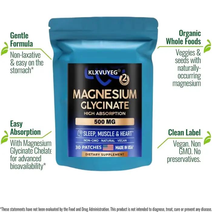 Glycinate de magnésium 500 mg - Complément avec Vitamine D3 et B6 - Chélaté - Favorise un sommeil réparateur