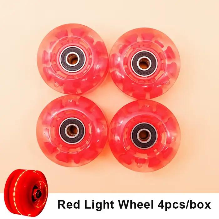 Roues de patins à roulettes lumineuses durables, avec roulements, adaptées au patinage à Double rangée et au Skateboard, 4 pièces
