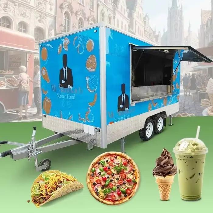 Chariot de nourriture mobile, bar itinérant, remorque à pizza, tente événementielle, camion combiné, stand alimentaire personnalisable