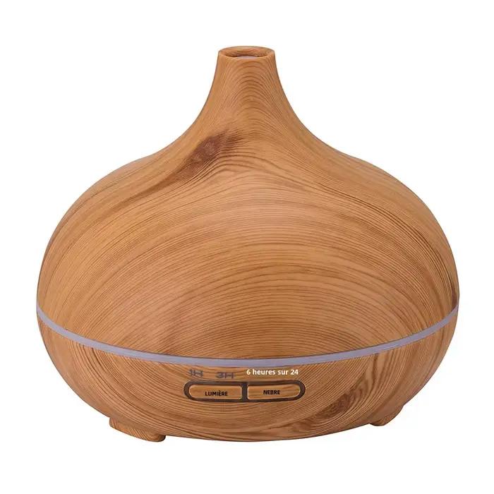 Diffuseur d'huiles essentielles à effet bois avec grande production de brume - Machine d'aromathérapie silencieuse pour