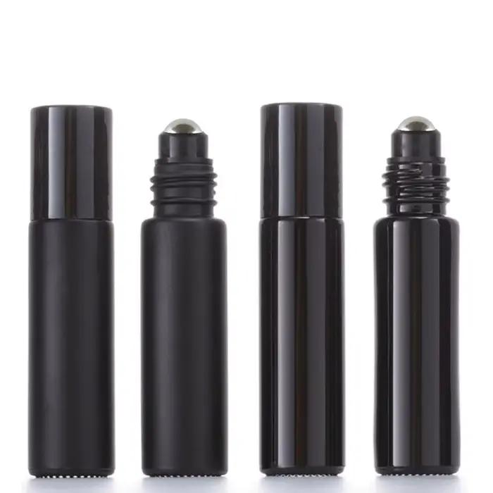 1X 10X 5ML 10ML verre noir rouleau sur bouteille huile essentielle naturel obsidienne boule