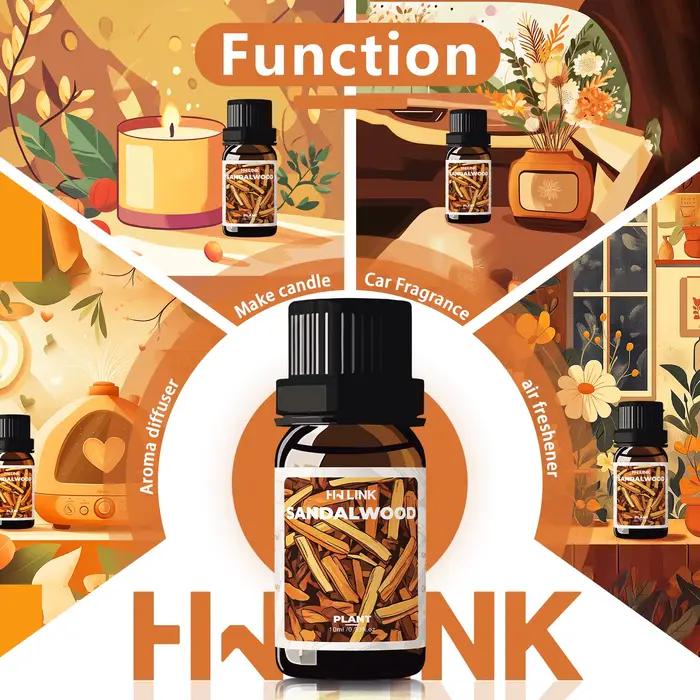 Huile essentielle de bois de santal 100% pure | 10 ml de qualité thérapeutique | Pour diffuseur