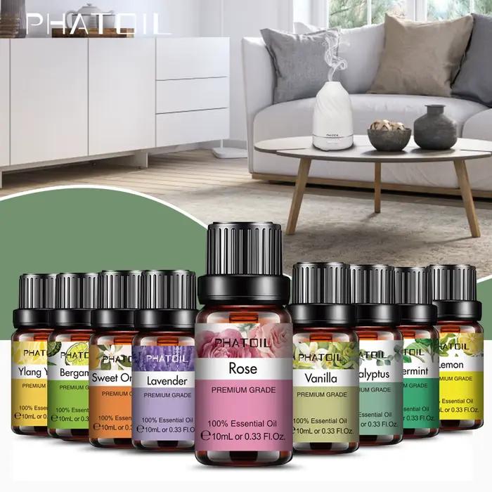 PHATOIL 10ml huiles essentielles de roses naturelles pures pour humidificateurs diffuseur Yoga méditation Ylang bergamote lavande vanille romarin