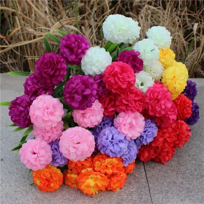 Fleurs d'hortensia artificielles en soie, boules d'oignon, Bouquet de demoiselle d'honneur, décor de fête de mariage, fournitures florales, centre de table
