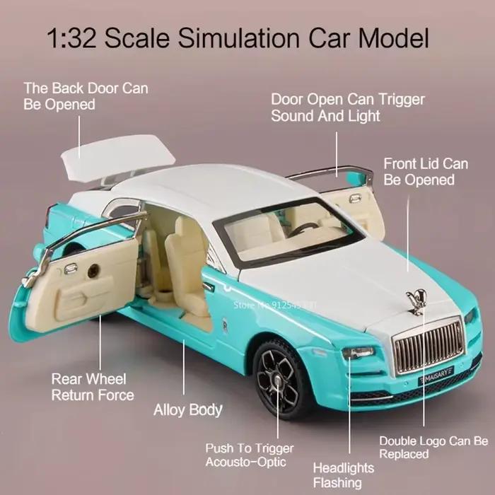 Modèle de voiture Rolls-Royce Phantom 6x6 Wraith, échelle 1:32, jouet en alliage métallique moulé sous pression, modèles de véhicules tout-terrain, son et lumière, cadeaux pour enfants