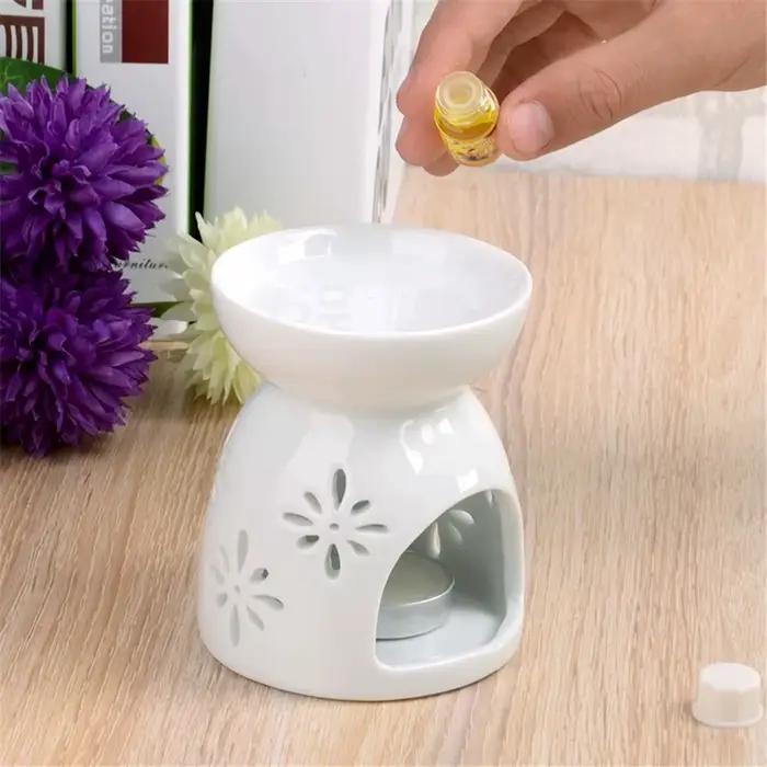 Brûleur d'huiles essentielles et diffuseur de parfum en céramique pour bougies chauffe-plat