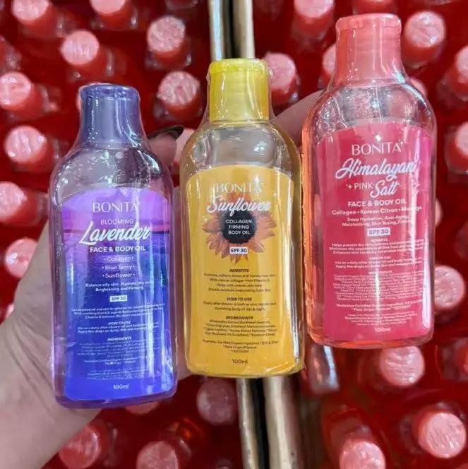 Original Bonita himalayen rose sel tournesol lavande visage corps huile collagène hydrater réduire les marques acné