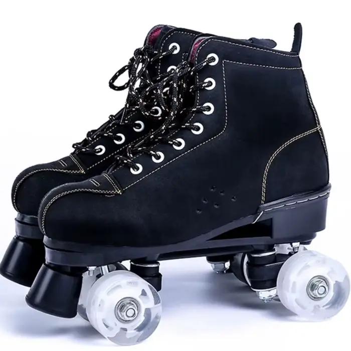 Patins à roulettes pour hommes et femmes, chaussures à 4 roues avec amortissement des chocs pour enfants et adultes, patins à roulettes confortables et durables