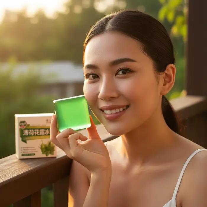 Peppermint Essential Oil Soap Refreshing & Cooling Flower Water Bath Bar