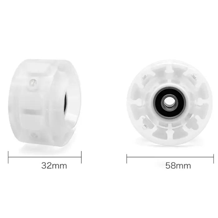 Roues de patins à roulettes lumineuses durables, avec roulements, adaptées au patinage à Double rangée et au Skateboard, 4 pièces