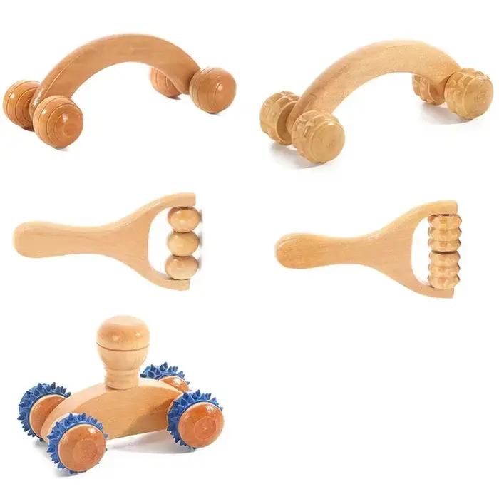 1 outil de rouleau de Massage en bois, masseur manuel en bois, rouleau de Massage du dos en bois pour masseur musculaire des tissus profonds du cou, des jambes et du dos