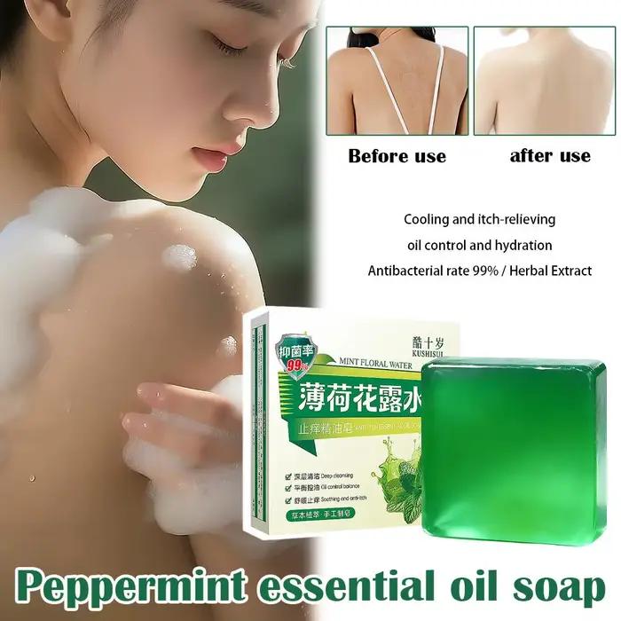 Peppermint Essential Oil Soap Refreshing & Cooling Flower Water Bath Bar