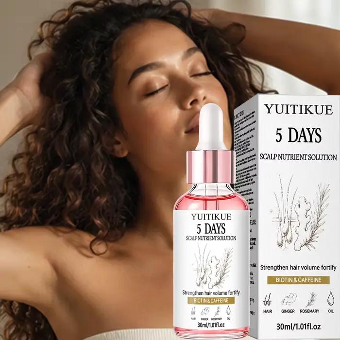 Sérum nutritif pour le cuir chevelu à la biotine et à la caféine 30ml YUITIKUE Gingembre Romarin Nourrit le cuir chevelu Renforce le volume des cheveux Essence de soin capillaire quotidienne