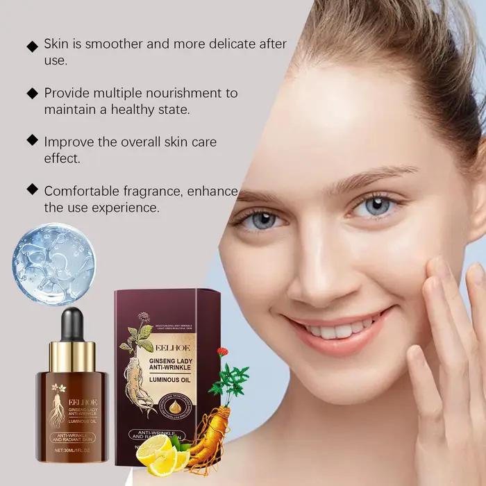 Extrait de Ginseng huile essentielle pour le visage raffermissant estompe les ridules hydratant rajeunissement de la
