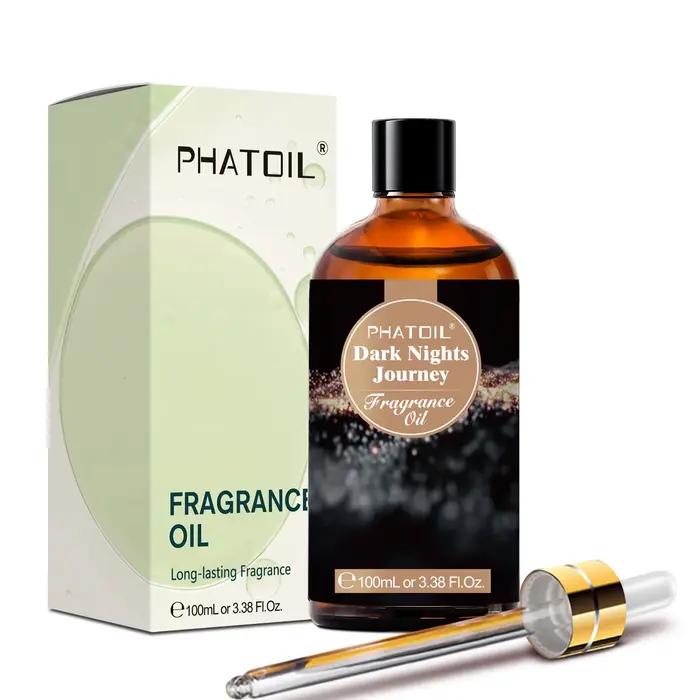 PHATOIL 100ml huile parfumée avec compte-gouttes musc blanc fleur d'oranger gomme à bulles bébé poudre café