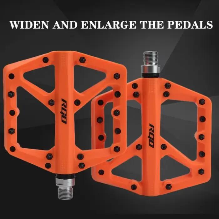 RGO-Pédales de vélo vtt plate-forme en nylon, repose-pieds plats, poignée de pagaie de vélo de montagne, roulements, repose-pieds de cyclisme