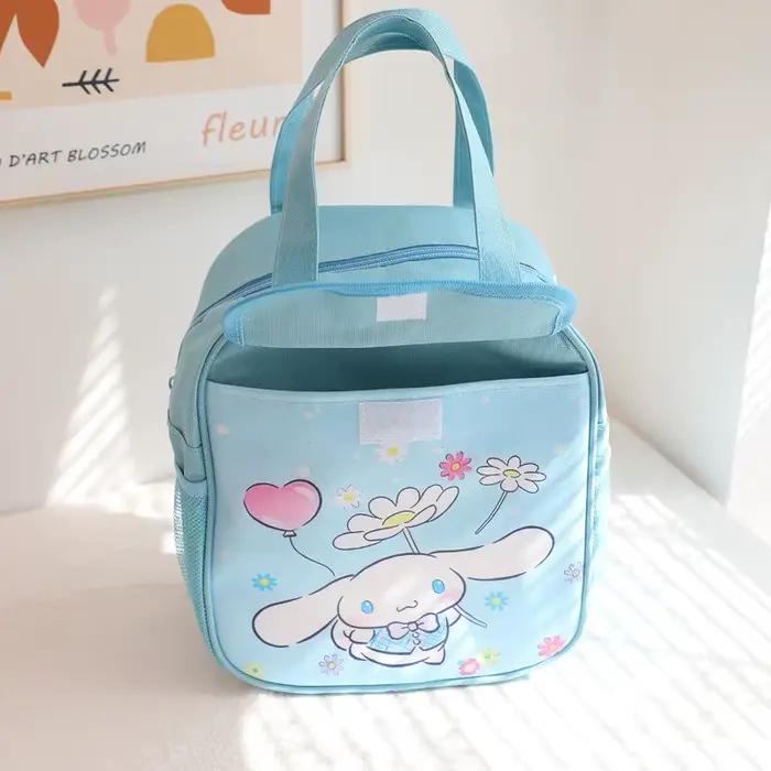 Sac à déjeuner imprimé Cinnamoroll, sac isotherme mignon de dessin animé, sac isotherme portable réutilisable pour le travail, le pique-nique, le bureau, vente en gros