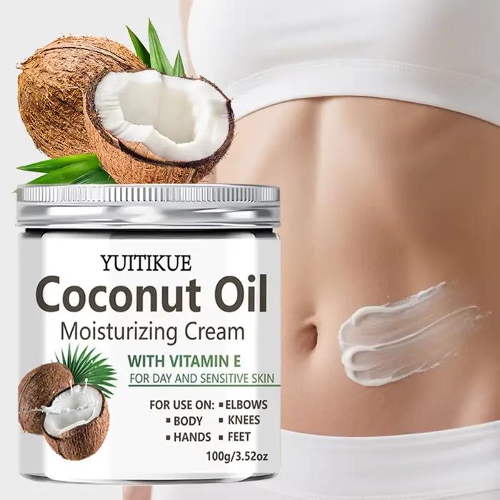 Crème hydratante à l'huile de coco YUITIKUE avec vitamine E | Pour la peau sensible et les journées de travail | Soins