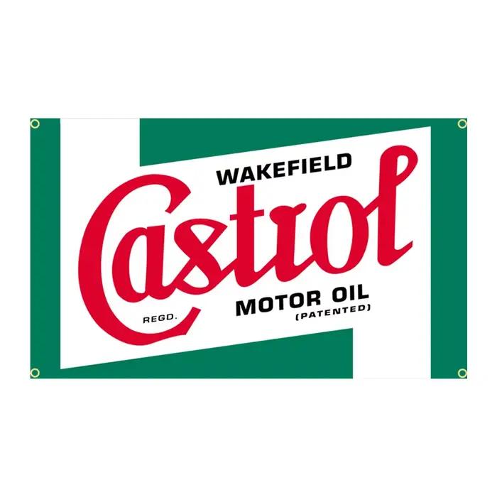 Bannière de décoration imprimée en polyester, 90x150cm, Castrols, Wakefield, Motor 173 Racing Feel, Tapisserie pour garage ou extérieur