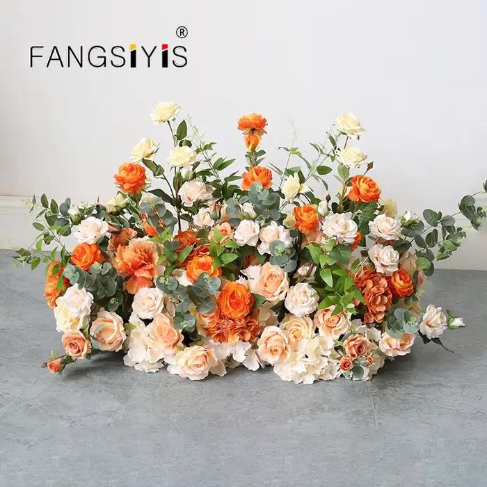 Hortensia rose orange pour décoration de fond de mariage, fleur pour fête d'anniversaire, vitrine de scène, fleur florale de sol, accessoire