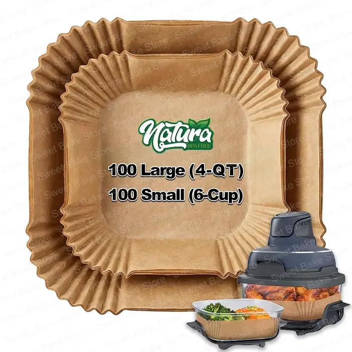 Feuilles de papier sulfurisé carrées jetables pour friteuse à air, compatibles avec la friteuse portable en verre 4-en-1 Ninja Crispi, pour contenants de 4QT et 6 tasses