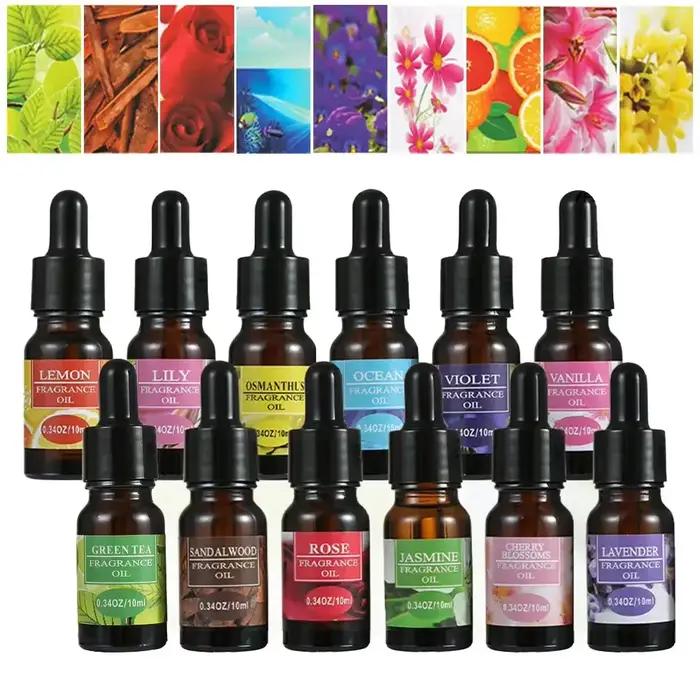 12 saveurs huiles essentielles pour diffuseur d'arôme humidificateur d'air maison soluble dans l'eau 10ml désodorisant