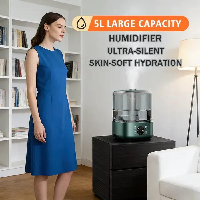 Humidificateur ultrasonique de grande capacité 5L avec diffuseur d'huiles essentielles