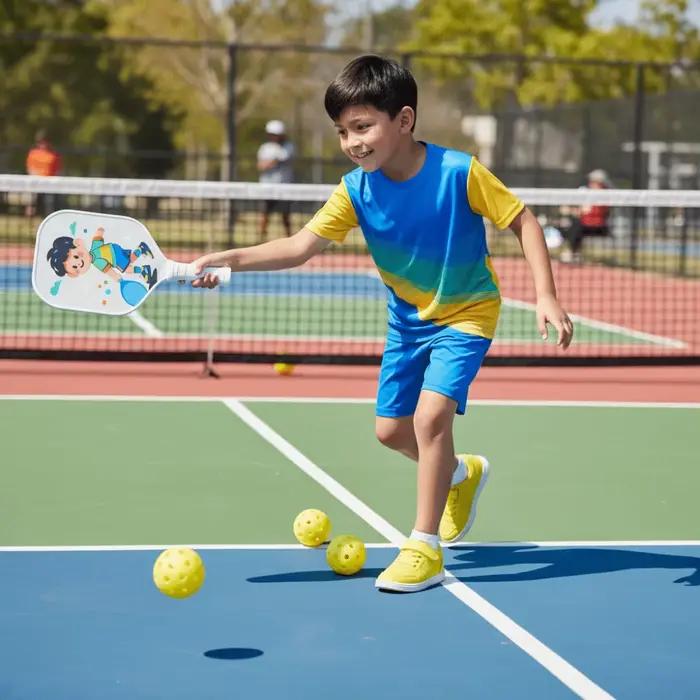Ensemble de Pickleball pour enfants de dessin animé, raquettes de Pickleball colorées et durables pour enfants, 2 balles, poignée antidérapante