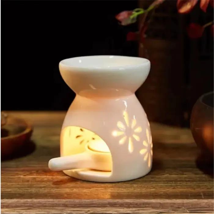 Brûleur d'huiles essentielles et diffuseur de parfum en céramique pour bougies chauffe-plat