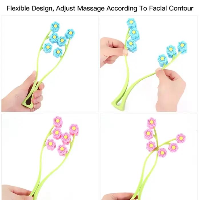 Rouleau de massage facial portable en forme de fleur