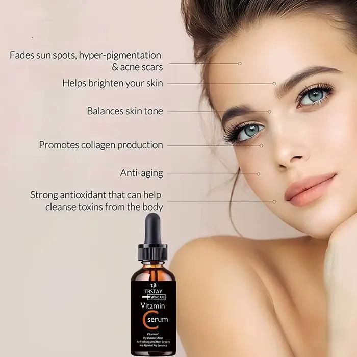 Essence de vitamine C anti-oxydation éclaircissante pour la peau huile essentielle VC acide hyaluronique