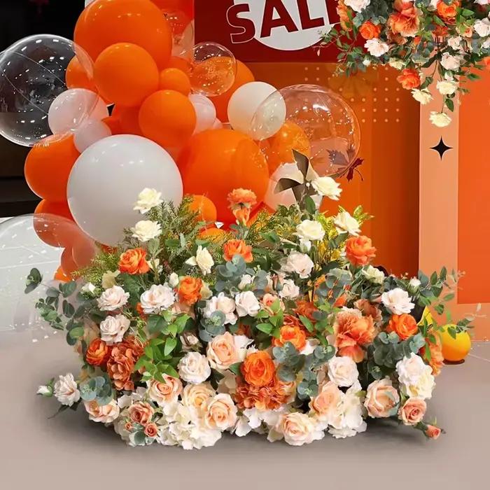 Hortensia rose orange pour décoration de fond de mariage, fleur pour fête d'anniversaire, vitrine de scène, fleur florale de sol, accessoire