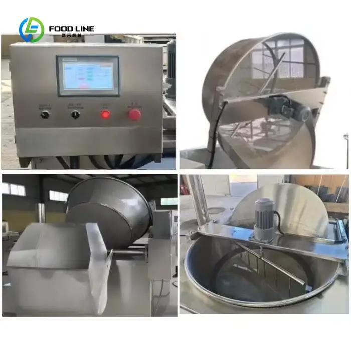 Friteuse électrique commerciale personnalisée de 450 L pour snacks frits, avec contrôle PLC automatique, pour friture à l'huile et cuisson à la wok