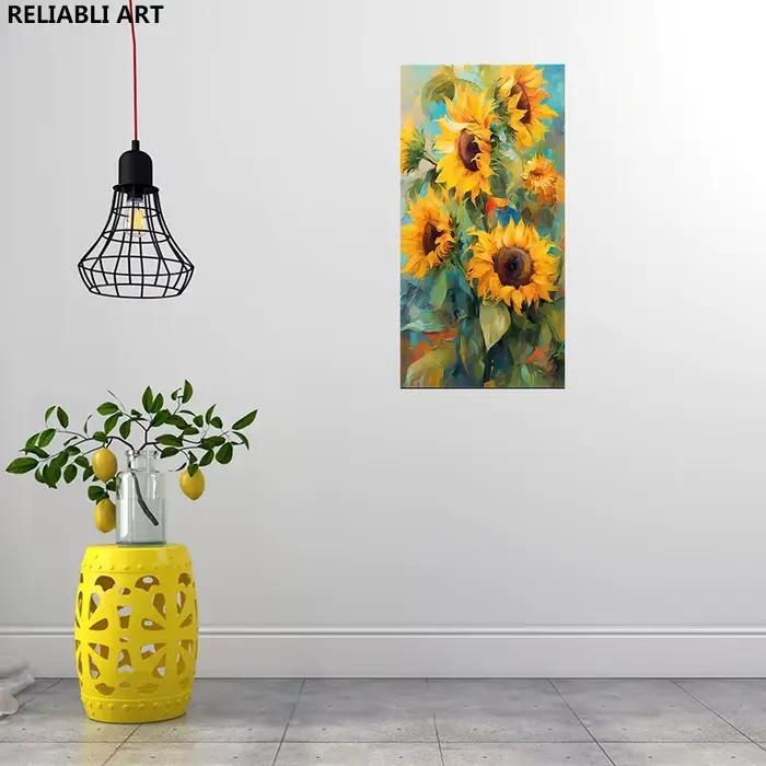 Peinture à l'huile de tournesol, affiche de décoration de salon, toile imprimée, image de fleur d'art mural, décoration de maison Cuadros sans cadre