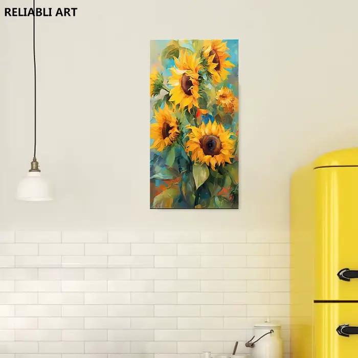 Peinture à l'huile de tournesol, affiche de décoration de salon, toile imprimée, image de fleur d'art mural, décoration de maison Cuadros sans cadre