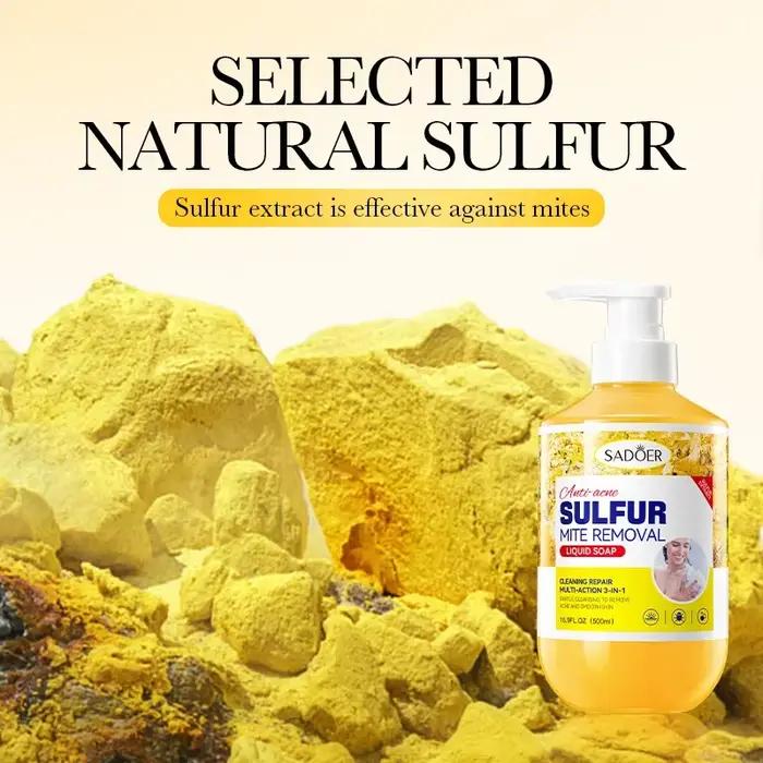 500ml nettoyage en profondeur élimination des acariens au soufre lavage du corps contrôle de l'huile Gel douche