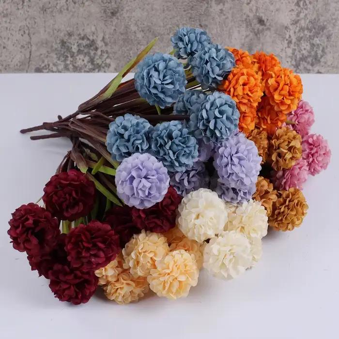 Fleurs d'hortensia artificielles en soie, boules d'oignon, Bouquet de demoiselle d'honneur, décor de fête de mariage, fournitures florales, centre de table