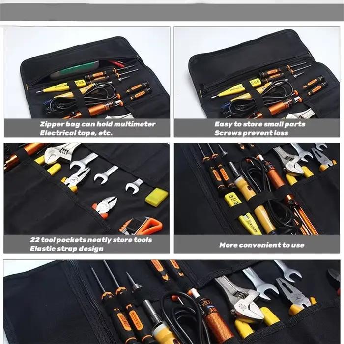 Sacs de rangement pour outils avec pochettes, rangement d'outils portable et durable, parfait pour les bricoleurs, les propriétaires de camping-cars