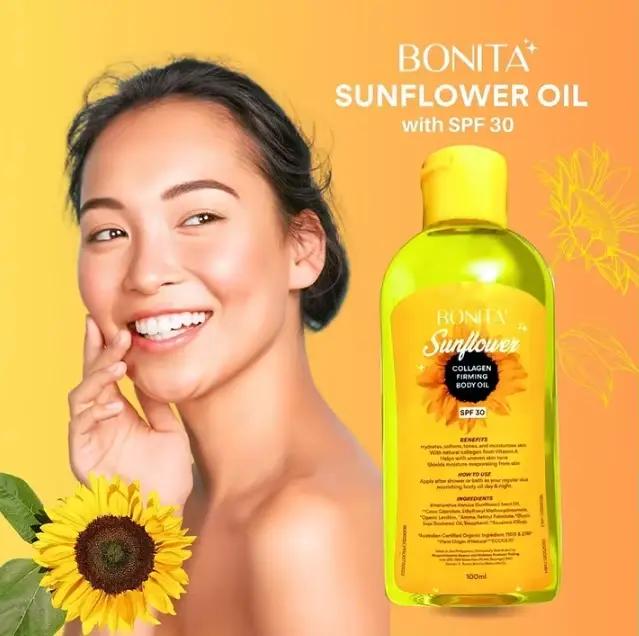 Original Bonita himalayen rose sel tournesol lavande visage corps huile collagène hydrater réduire les marques acné