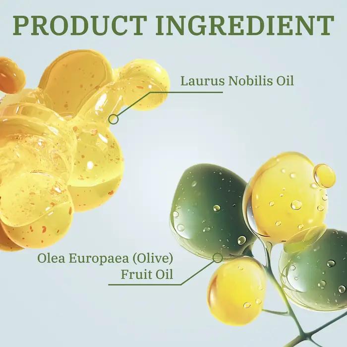 Barre de savon douce à l'huile d'olive et de laurier 200g - Fait main