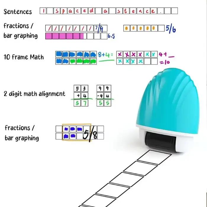 Outil de tampon à rouleau de Correction des mathématiques pour les enseignants, enseignement pratique des mathématiques et de l'anglais, joint de grille à Double ligne