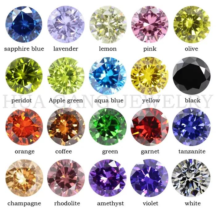 Pierre de zircone cubique multicolore 5A, forme ronde, coupe brillante, pierres précieuses synthétiques en vrac, perles pour bijoux 1.0 ~ 20mm AAAAA