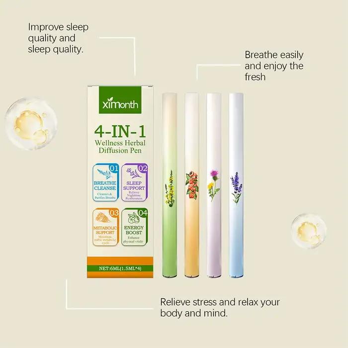Diffuseur d'herbes naturelles avec molène/thym/menthe/guarana/thé vert – Énergie naturelle et soutien respiratoire pour tous les âges