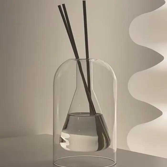 Bouteille diffuseur d'aromathérapie en verre pour huiles essentielles avec bâtonnets diffuseurs