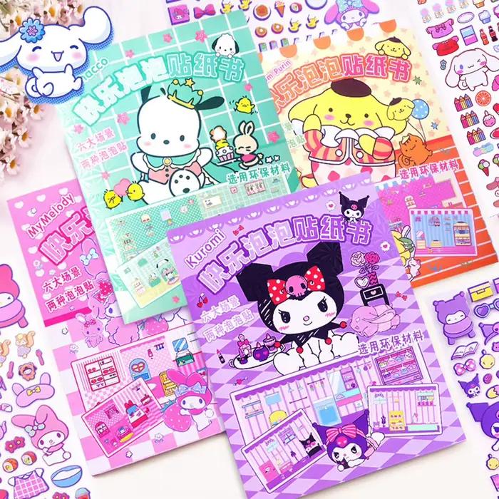 Sanrio Quiet Book Bubble Hello Kitty Cinnamoroll Kuromi My Melody Pochacco Jouet de dessin animé Livre d'autocollants de paysage Jouets