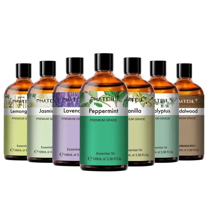 PHATOIL 100ml huile essentielle d'aromathérapie-lavande Rose vanille Eucalyptus bois de santal aiguilles de pin pour